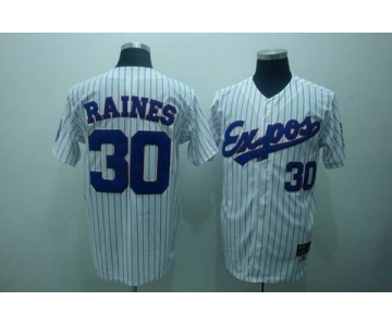 mlb montreal expos #30 raines white(blue strip)