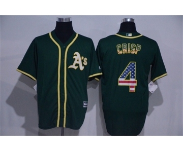 Men Oakland Athletics #4 Coco Crisp Green USA Flag Fashion MLB Jersey