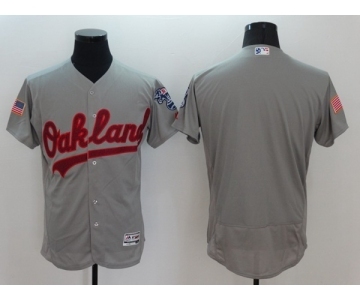 Men Oakland Athletics Blank Majestic Gray 2016 Independence Day Stars & Stripes Flex Base Team Jersey