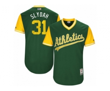 Men's 2017 Little League World Series Athletics Liam Hendriks #31 Slydah Green Jersey