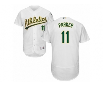 Men's Majestic Oakland Athletics #11 Jarrod Parker White Flexbase Authentic Collection MLB Jersey
