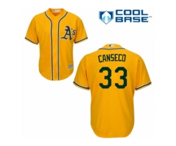 Men's Majestic Oakland Athletics #33 Jose Canseco Authentic Gold Alternate 2 Cool Base MLB Jersey