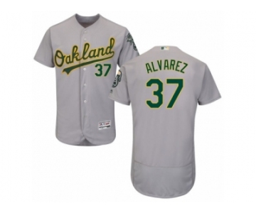 Men's Majestic Oakland Athletics #37 Henderson Alvarez Grey Flexbase Authentic Collection MLB Jersey