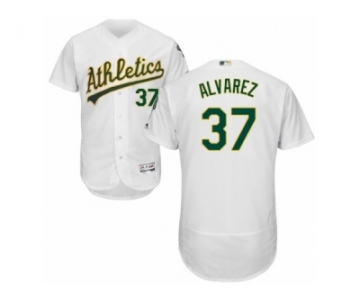 Men's Majestic Oakland Athletics #37 Henderson Alvarez White Flexbase Authentic Collection MLB Jersey
