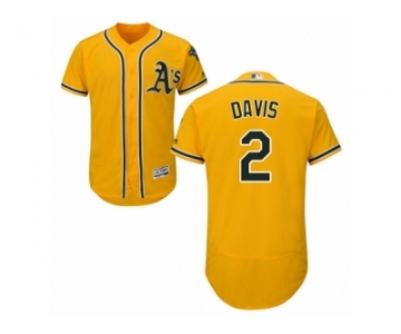 Oakland Athletics #2 Khris Davis Gold Flexbase Authentic Collection MLB Jersey