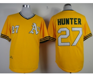 mlb jerseys oakland athletics #27 hunter yellow m&n