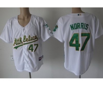 mlb oakland athletics #47 mike norris white