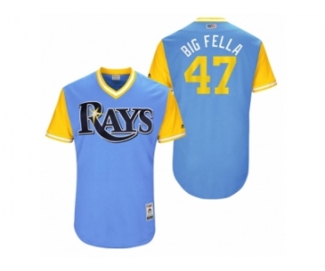 Men's 2017 Little League World Series Rays Chase Whitley #47 Big Fella Light Blue Jersey