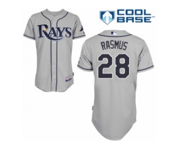 Men's Majestic Tampa Bay Rays #28 Colby Rasmus Replica Grey Road Cool Base MLB Jersey
