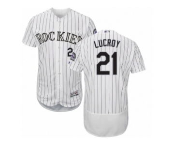 Colorado Rockies #21 Jonathan Lucroy White Flexbase Authentic Collection MLB Jersey