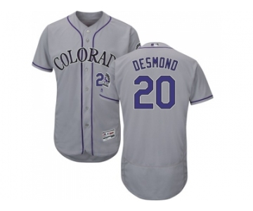 Men Colorado Rockies #20 Ian Desmond Grey Flexbase Authentic Collection Stitched MLB Jersey