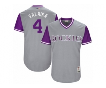 Men's 2017 Little League World Series Rockies #4 Pat Valaika Valaika Gray Jersey