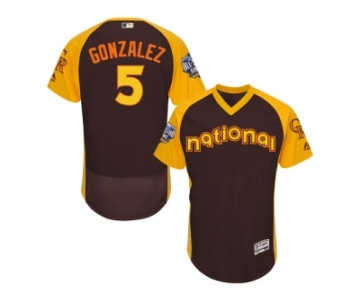 Men's Majestic Colorado Rockies #5 Carlos Gonzalez Brown 2016 All-Star National League BP Authentic Collection Flex Base MLB Jersey