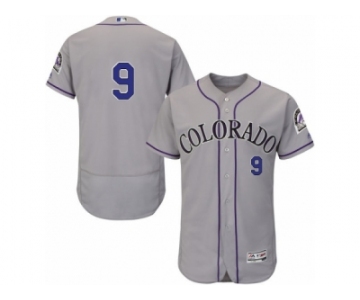 Men's Majestic Colorado Rockies #9 DJ LeMahieu Grey Flexbase Authentic Collection MLB Jersey