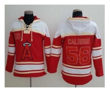 Los Angeles Angels Of Anaheim #56 Kole Calhoun Red Sawyer Hooded Sweatshirt Baseball Hoodie