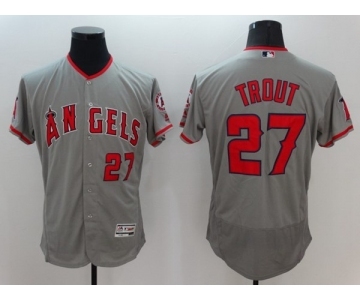 Men Los Angeles Angels #27 Mike Trout Majestic Gray Flexbase Authentic Collection Player Jersey