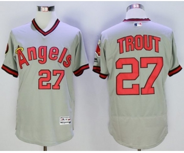 Men Los Angeles Angels Of Anaheim #27 Mike Trout Gray Flexbase Authentic Collection Cooperstown Stitched MLB Jersey