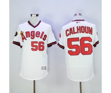 Men Los Angeles Angels Of Anaheim #56 Kole Calhoun White Flexbase Authentic Collection Cooperstown Stitched Jersey
