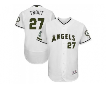 Men's Los Angeles Angels Of Anaheim #27 Mike Trout White Flexbase Authentic Collection Memorial Day Stitched MLB Jersey