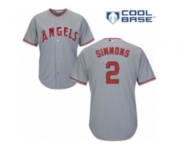 Men's Majestic Los Angeles Angels of Anaheim #2 Andrelton Simmons Replica Grey Road Cool Base MLB Jersey