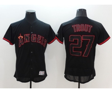Men's Majestic Los Angeles Angels of Anaheim #27 Mike Trout Lights Out Black Flexbase Authentic Collection MLB Jersey