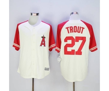 mlb jerseys los angeles angels #27 trout cream[2016 new]