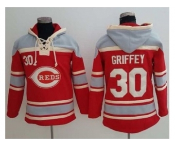 Cincinnati Reds #30 Ken Griffey Red Sawyer Hooded Sweatshirt Baseball Hoodie