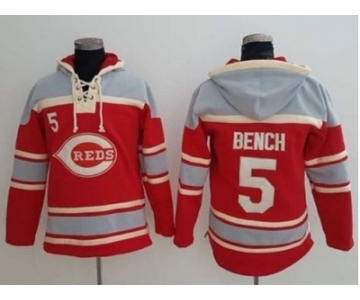 Cincinnati Reds #5 Johnny Bench Red Sawyer Hooded Sweatshirt Baseball Hoodie