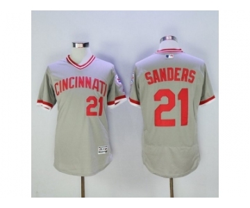 Men Cincinnati Reds #21 Sanders Majestic Grey Flexbase Authentic Cooperstown Player Jersey
