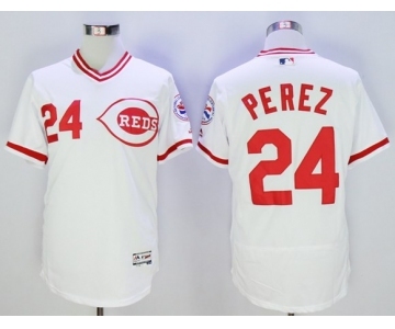 Men Cincinnati Reds #24 Tony Perez Majestic white Flexbase Authentic Cooperstown Player Jersey
