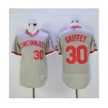 Men Cincinnati Reds #30 Ken Griffey Jr Majestic Grey Flexbase Authentic Cooperstown Player Jersey