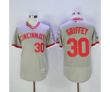 Men Cincinnati Reds #30 Ken Griffey Jr Majestic Grey Flexbase Authentic Cooperstown Player Jersey