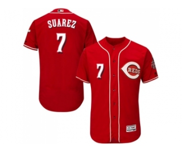 Men Cincinnati Reds #7 Eugenio Suarez Grey Flexbase Authentic Collection Stitched MLB Jersey