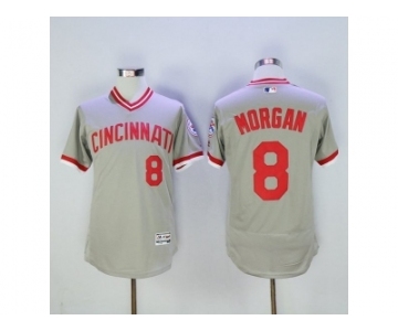 Men Cincinnati Reds #8 joe morgan Majestic Grey Flexbase Authentic Cooperstown Player Jersey