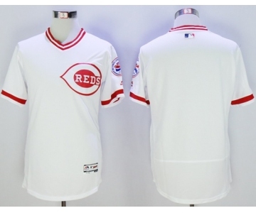 Men Cincinnati Reds Blank Majestic white Flexbase Authentic Cooperstown Jersey