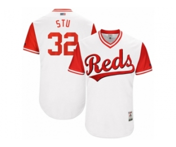 Men's 2017 Little League World Series Reds #32 Stuart Turner Stu White Jersey