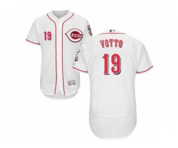 Men's Majestic Cincinnati Reds #19 Joey Votto White Flexbase Authentic Collection MLB Jersey
