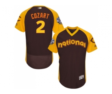 Men's Majestic Cincinnati Reds #2 Zack Cozart Brown 2016 All-Star National League BP Authentic Collection Flex Base MLB Jersey