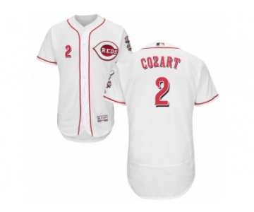Men's Majestic Cincinnati Reds #2 Zack Cozart White Flexbase Authentic Collection MLB Jersey