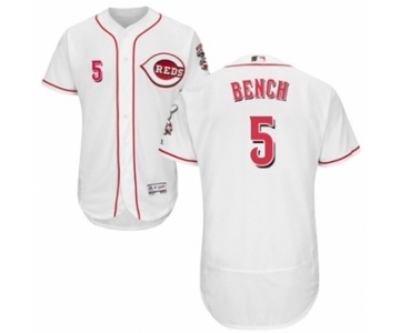 Men's Majestic Cincinnati Reds #5 Johnny Bench White Flexbase Authentic Collection MLB Jersey