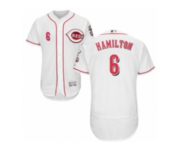 Men's Majestic Cincinnati Reds #6 Billy Hamilton White Flexbase Authentic Collection MLB Jersey