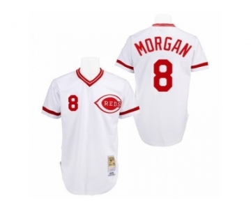 Men's Mitchell and Ness Cincinnati Reds #8 Joe Morgan Authentic White Throwback MLB Jersey