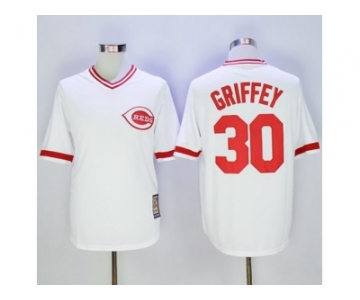 Mitchell And Ness Cincinnati Reds #30 Ken Griffey White Throwback Stitched Baseball Jersey