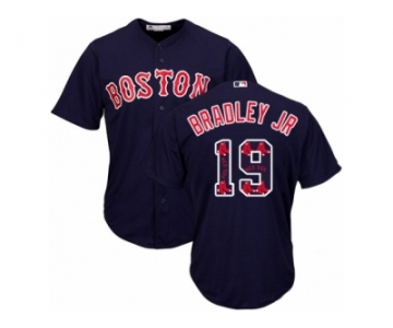 Boston Red Sox #19 Jackie Bradley Jr Authentic Navy Blue Team Logo Fashion Cool Base MLB Jersey