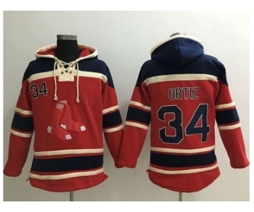 Boston Red Sox #34 David Ortiz Red Sawyer Hooded Sweatshirt MLB Hoodie
