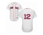 Men's Majestic Boston Red Sox #12 Brock Holt White Flexbase Authentic Collection MLB Jersey