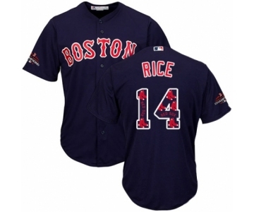 Men's Majestic Boston Red Sox #14 Jim Rice Authentic Navy Blue Team Logo Fashion Cool Base 2018 World Series Champions MLB Jersey