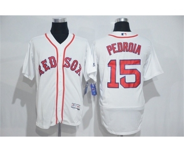 Men's Majestic Boston Red Sox #15 Dustin Pedroia White Flexbase Authentic Collection MLB Jersey