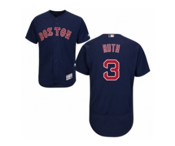 Men's Majestic Boston Red Sox #3 Babe Ruth Navy Blue Flexbase Authentic Collection MLB Jersey