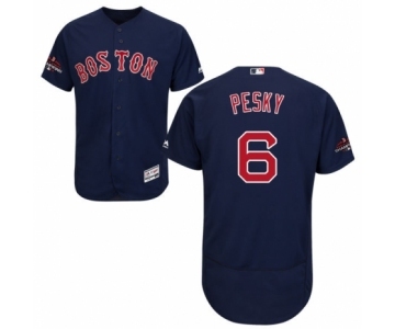 Men's Majestic Boston Red Sox #6 Johnny Pesky Navy Blue Alternate Flex Base Authentic Collection 2018 World Series Champions MLB Jersey